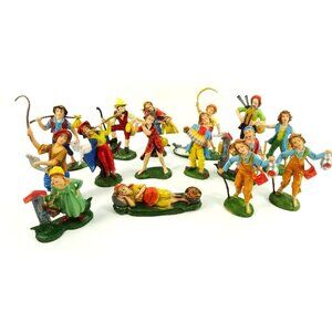 Vintage Nativity Figurines Italy Green Base Lot Presepe Village People Figures